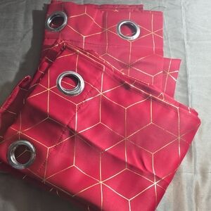 Geometric Red and Gold Curtains